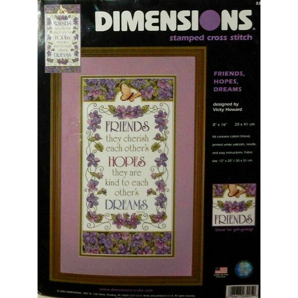 Cross Stitch KIT Dimensions Friends Hopes Dream Sampler Stamped Sealed Butterfly - Picture 3 of 3